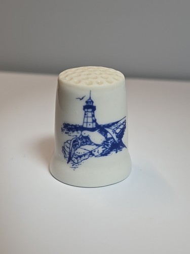 Vermillion Travel Souvenir Thimble Ohio White Ceramic Lighthouse