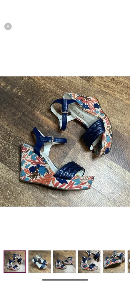 Anne Klein Floral Cuña Bomba Tacones Talla 8 Foto 2 de 4