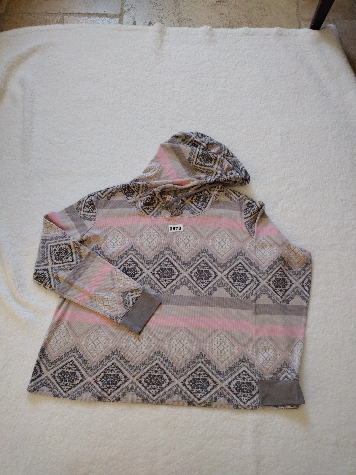 UNDERCOVER Maglione Victoria Secret donna grande grigio rosa preppy termico manica lunga felpa con cappuccio