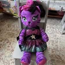 Build A Bear Honey Girls Teegan HG Purple Tiger Cat Plush Doll Toy 18  