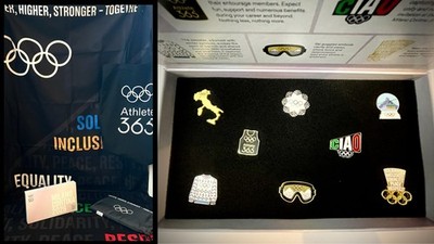 Milano Cortina 2026 Olympic Pin Set Athlete365 + Banner IOC Italy Rare