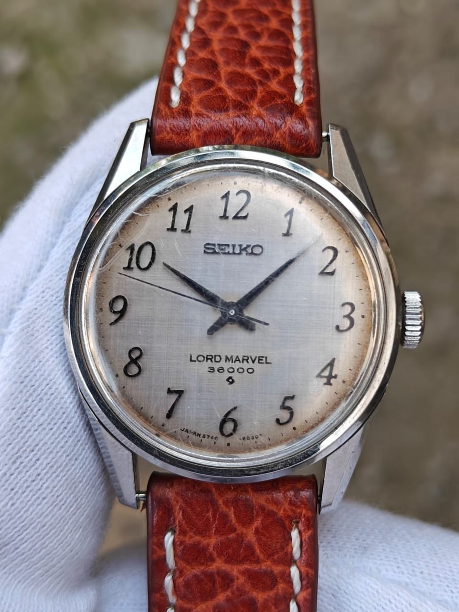 時計 Seiko Marvel / unique dial Vintage Seiko Lord Marvel 36000 Arabic Numerals Men's Watch Linen