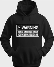 Funny Unisex Hoodie Hooded Sweatshirt Gildan Warning Contains Alcohol H0057
