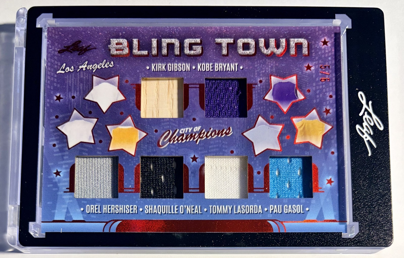 Leaf City of Champions KOBE SHAQ LASORDA GIBSON HERSHISER Game Used Jersey 5/6