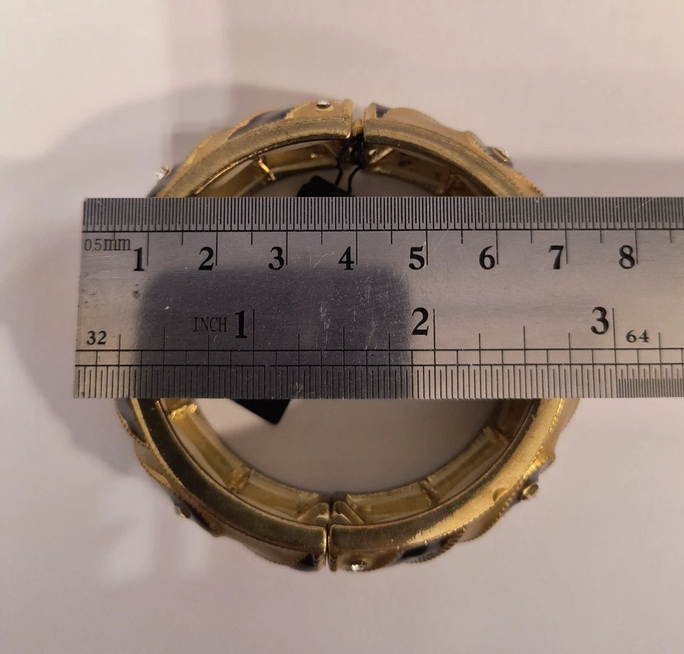 Brazalete de 3 pulgadas expandible Birch Hill marrón, tono dorado y estrás  Foto 3 de 3