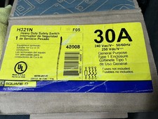 H321N - Square D 30A 240V 3P Fusible Heavy Duty Safety Switch, NEMA 1, Indoor, H
