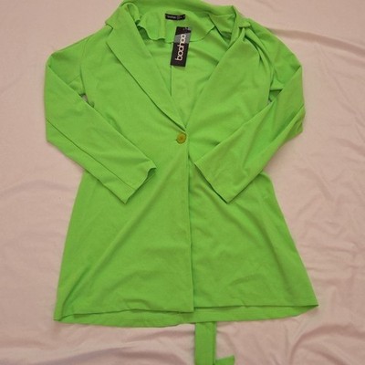 Boohoo Neon Green Blazer Dress Size 4 NWT Made In Italy