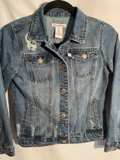 Tommy Bahama Blue Jean Jacket Denim Style Size 12 GIRLS Trucker Chore Distressed