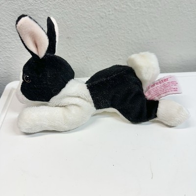 Vintage Russ Berrie Forester Black White Bunny Rabbit Plush Stuffed Animal 8 