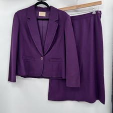 VTG Pendleton Womens Wool Skirt Suit Set Size 8 Purple Classic Career Teacher