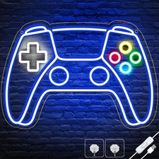 Gamer Neon Sign, Gamepad Shaped LED Sign 16.3 x 11.4 x 0.8 Inches, Blue