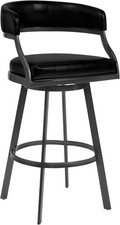 Armen Living Dione 26" Counter Height Barstool Mineral Black Faux Leather