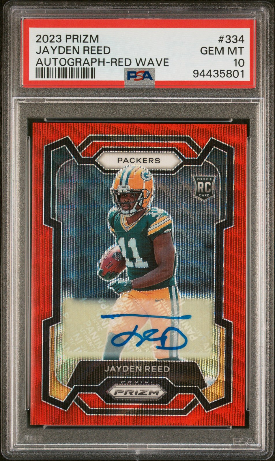 Jayden Reed Panini Prizm #334 Autograph Red Wave