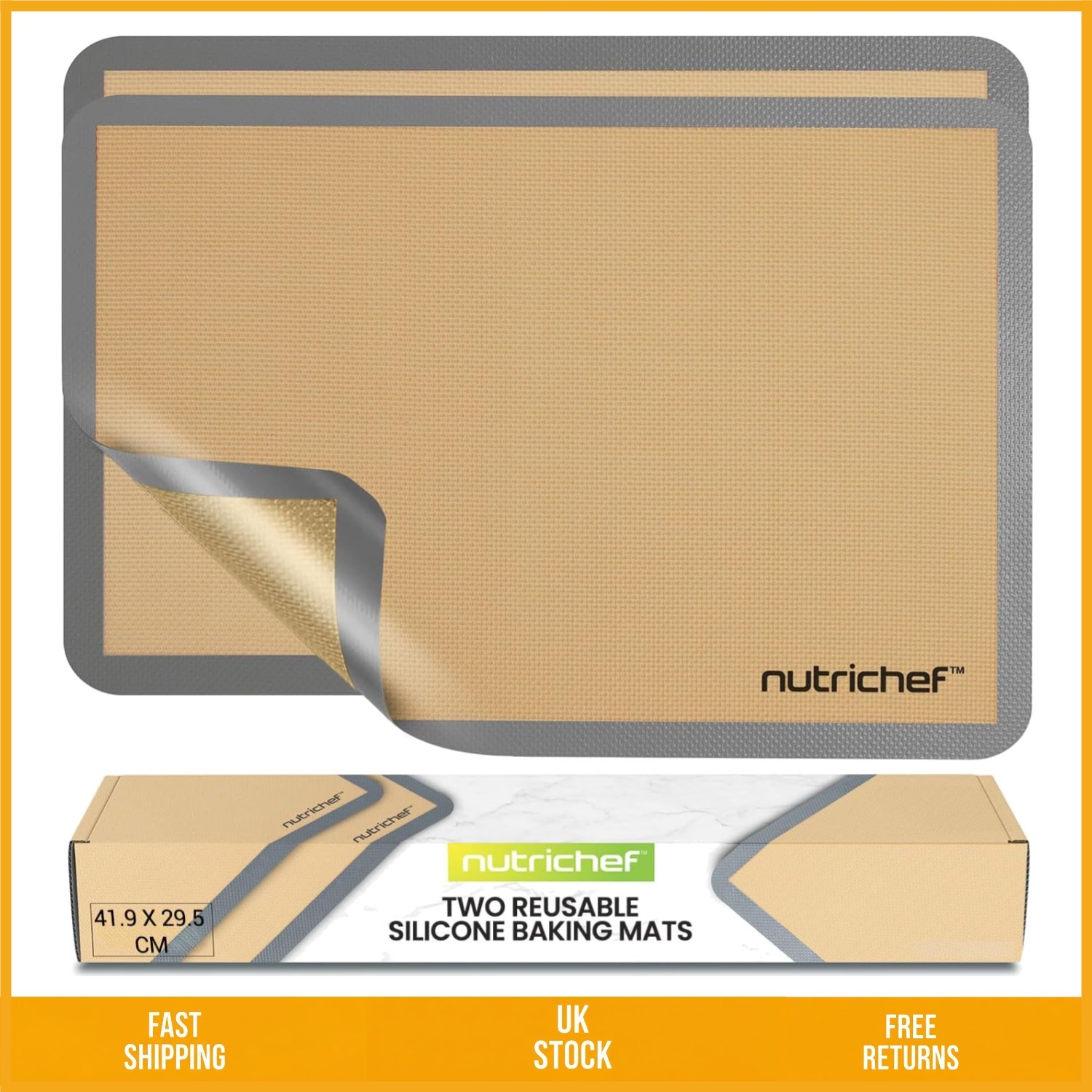 Non-Stick Silicone Baking Mat Set Reusable Oven Liners 2 Pack