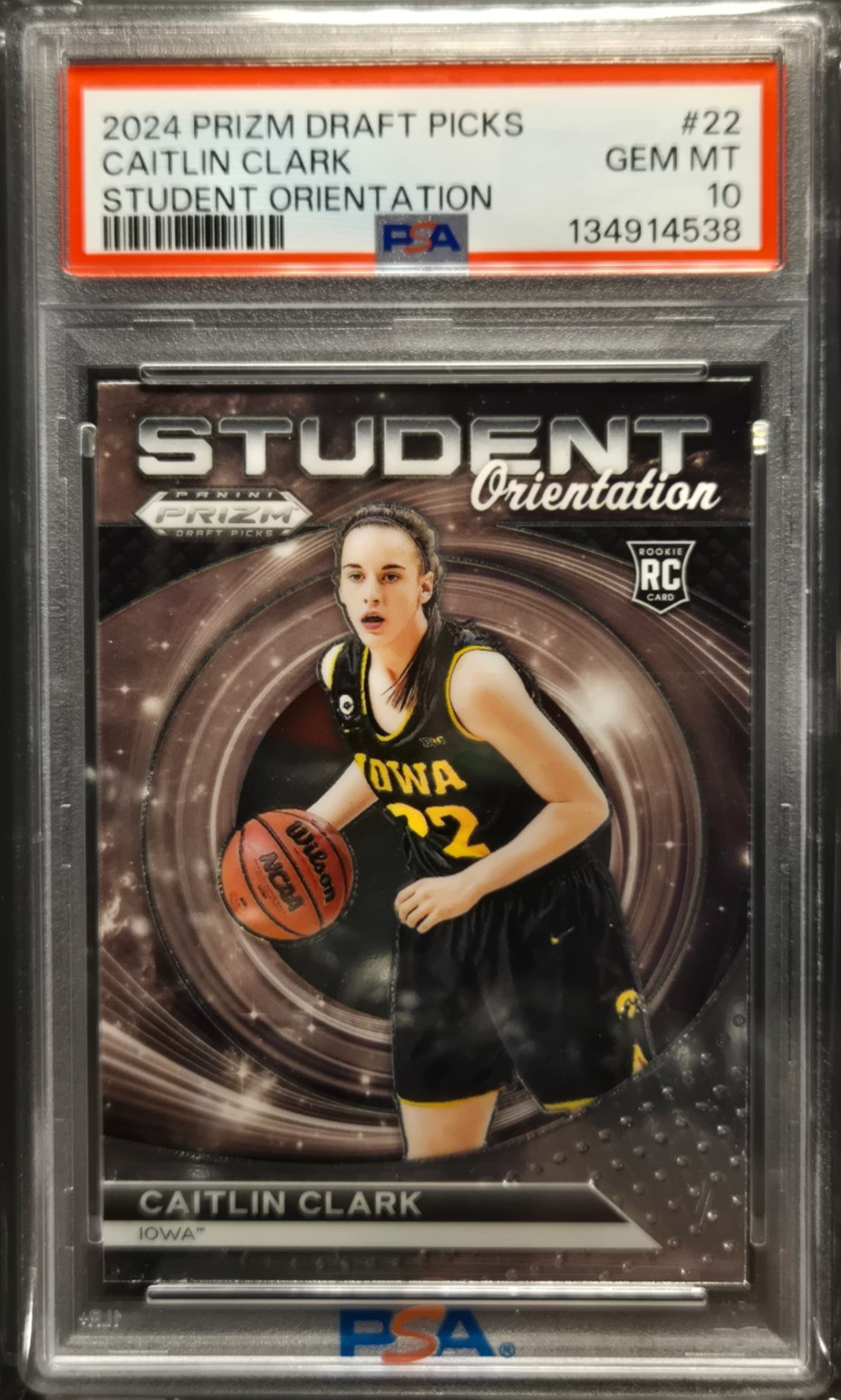 2024 Panini Prizm Draft Picks - Student Orientation Caitlin Clark #22 (RC) PSA10
