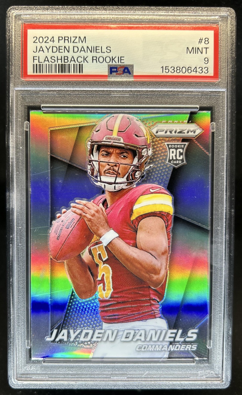 2024 Panini Prizm Jayden Daniels Flashback Rookie Silver RC #8 Commanders PSA 9