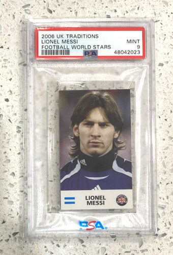 2006 UK TRADITIONS FOOTBALL WORLD STARS LIONEL MESSI PSA 9 MINT GOAT