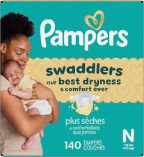 Pampers Swaddlers Newborn Diapers 140 Ct Soft Absorbent Keeps Baby Dry Skin Safe