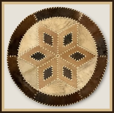Handmade Genuine Fur/Hide/Leather 35  Round Area Rug - Western Decor - Gorgeous!