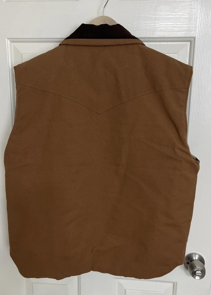 Men Canvas Brown Large Vest Flannel Lined Quilted Pella rugged outdoor clothing - Image 4 of 4