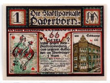 1921 Germany Paderborn Notgeld 1 Mark Note (3189)