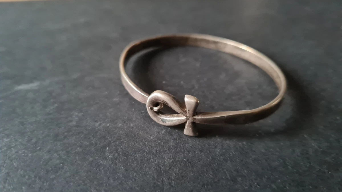 Bracelet Manchette Jonc En Argent Massif 950 Poinçonné - Vintage - état Correct Avec Traces D'usage