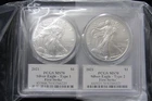 2021 SILVER EAGLE 2 COIN SET - Type 1 AND Type 2 - PCGS MS70 1st STRIKE