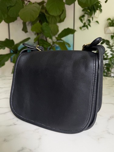 Coach Vintage Classic Shoulder Pouch 9170 Black Leather Flap Bag Brass 90's USA by Coach, $159 - Photo 4