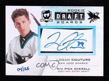 2009 Upper Deck The Cup Rookie Draft Boards 4/25 Logan Couture #DB-LC Auto 0ll