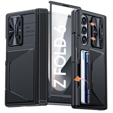 For Samsung Galaxy Z Fold 6 Case with Card Holder, Built in RFID Blocking Slid