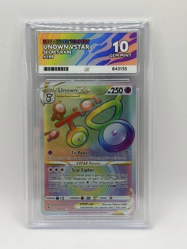 Pokémon TCG Unown VSTAR Silver Tempest 199/195 Holo Secret Rare Ace 10