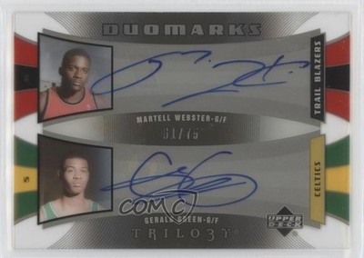 2005-06 Upper Deck Trilogy Duomarks 61/75 Martell Webster Gerald Green Auto 10ze