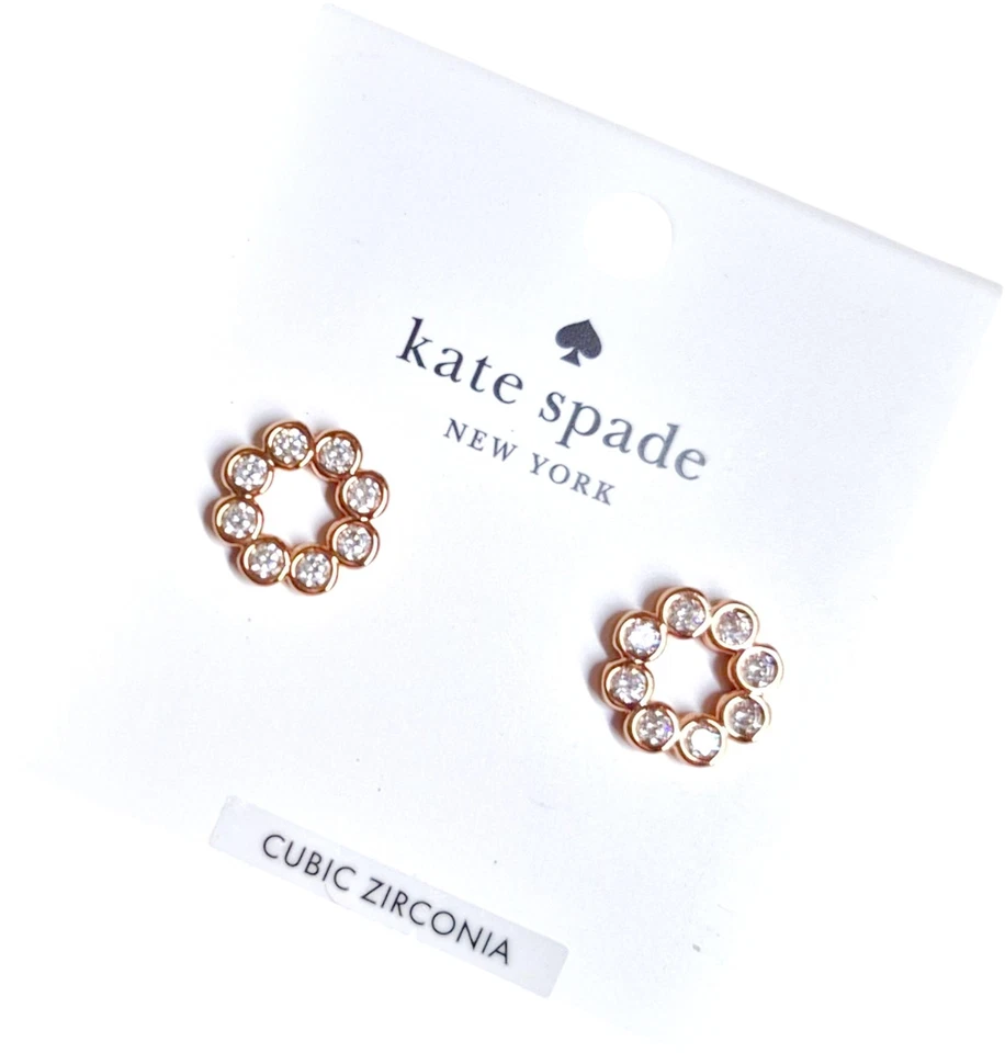Aretes Kate Spade círculo completo enchapados en oro rosa transparente O0RU2366 nuevos Foto 4 de 4