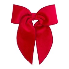 Girls Cranberry Velvet Bowtie, King Size, Twisted Wrap, Whimsy Tails, Hair Clip