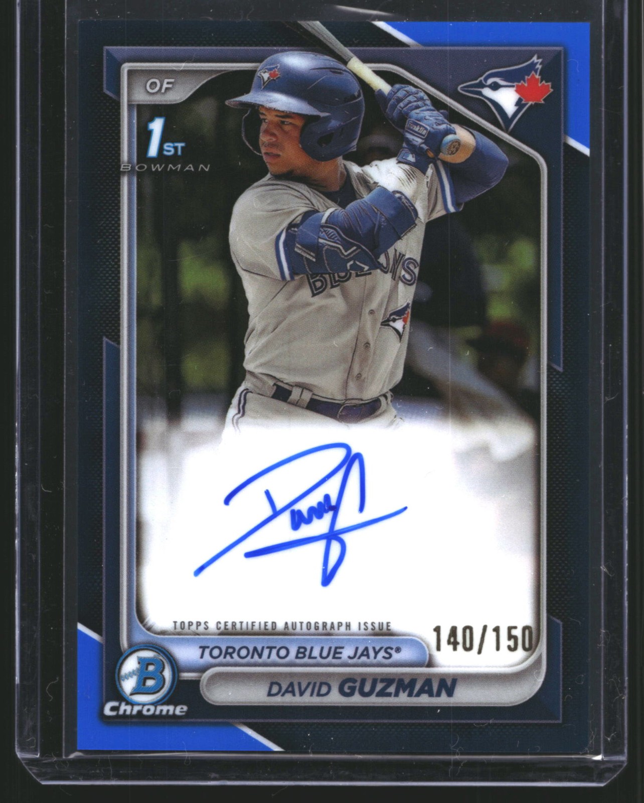 David Guzman 2024 Bowman 1st Auto Chrome Blue Refractor Blue Jays #/150