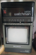 Vintage Sony MEGA Watchman Television FD-510 Portable B W TV FM/AM Radio Works 