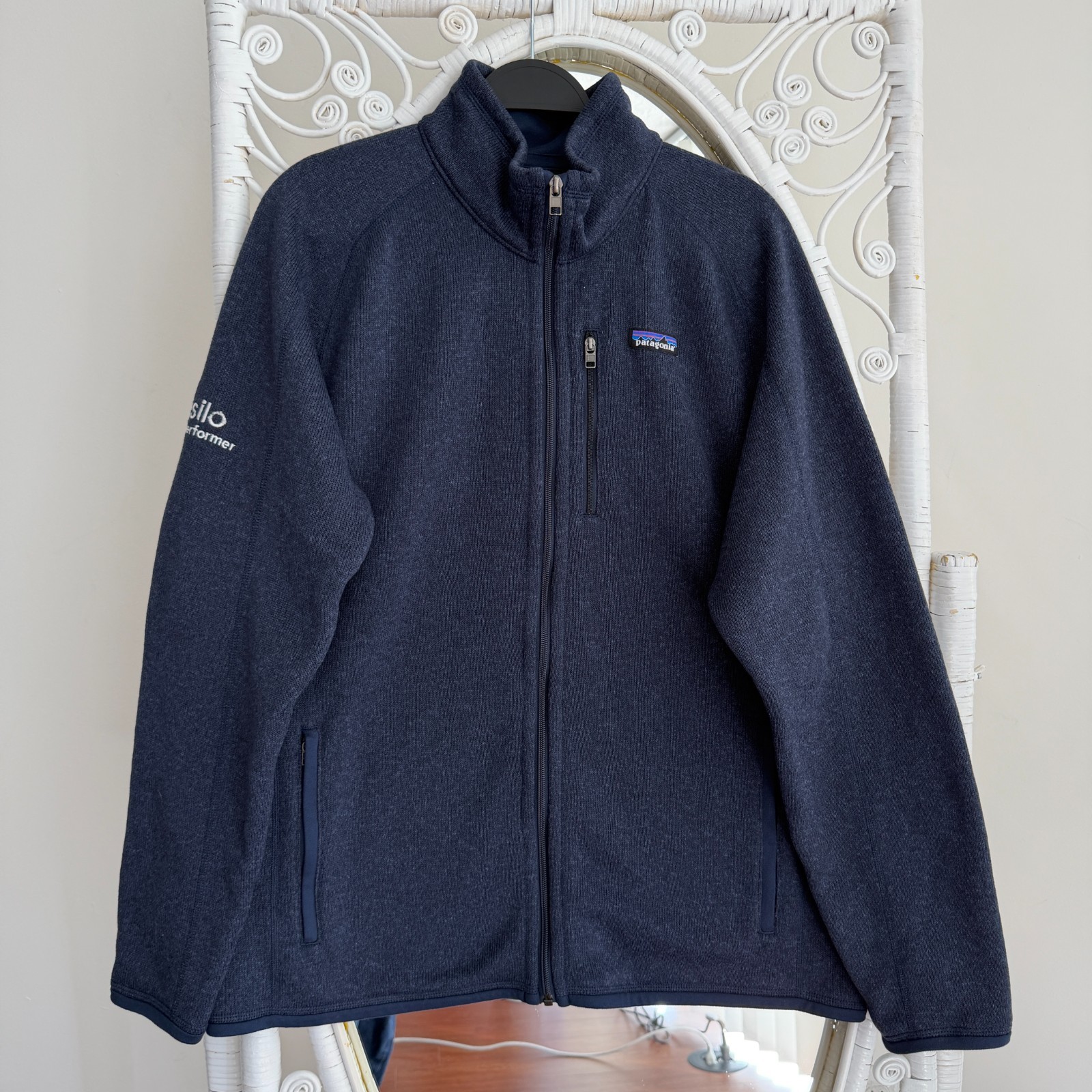 Patagonia Better Sweater Mens Large Navy Zip Knit Fleece Pullover Jacket *LOGO*