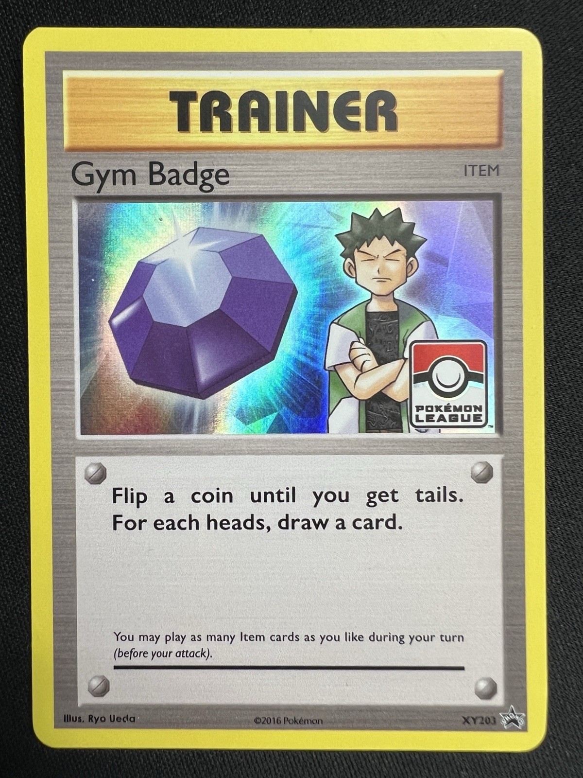 Pokemon Card Gym Badge XY203 Black Star Promo Brock Near Mint Condition