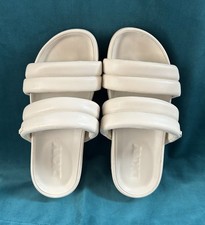 Women  s DKNY Puffy Two Strap Slides Mules Slip-On Sandals Cream Size 7B