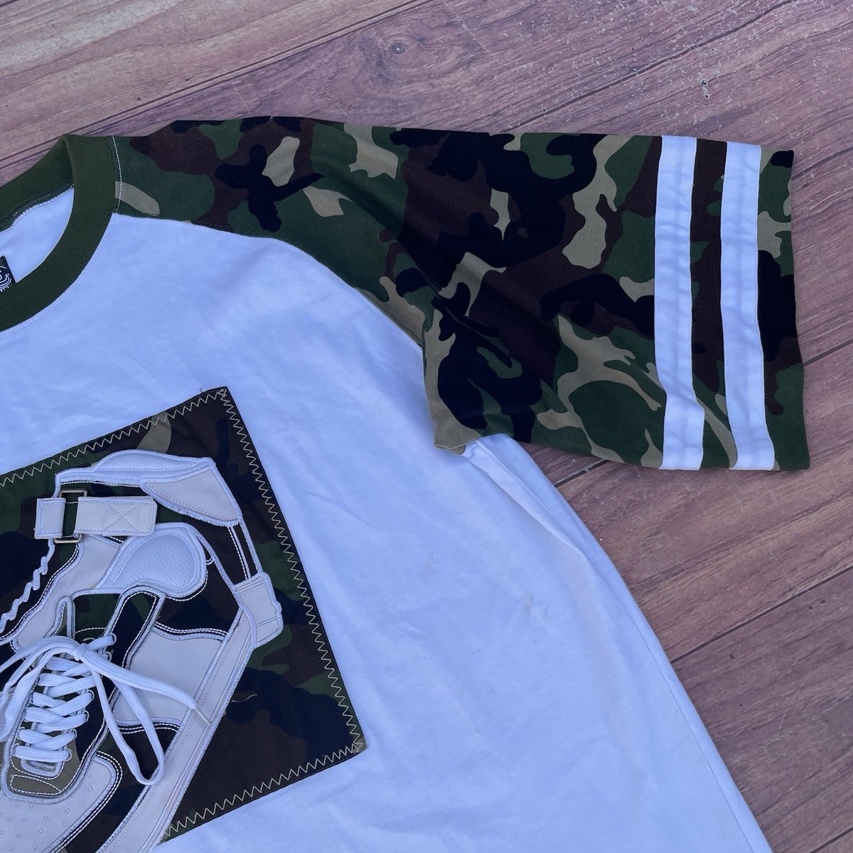 Vintage Raw Blue Camouflage Shirt + Shorts Hip Hop Set Streetwear 
