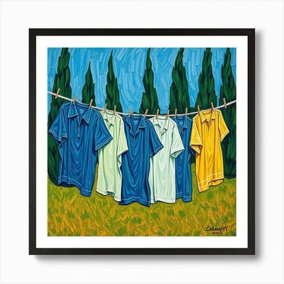 Wäscheleine 3 Kunstdruck gerahmt Wandbild Poster Leinwanddruck Bild