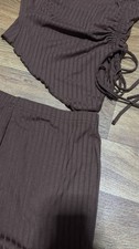Brown ribbed lounge set