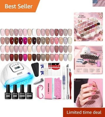 36Pcs Jelly Gel Nail Polish Kit with 4 Functional Gel for All Seasons