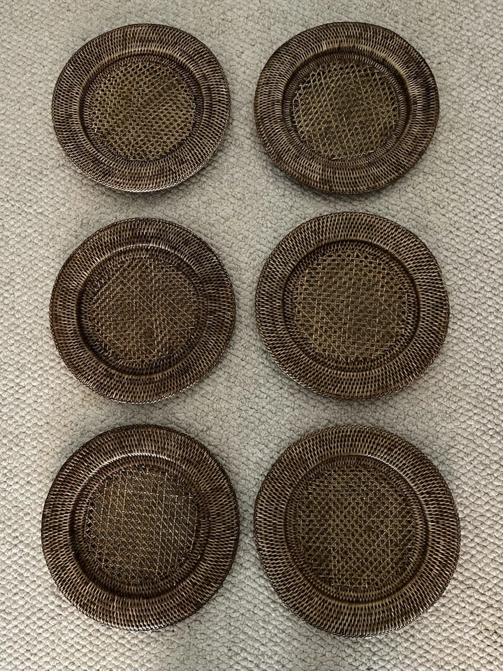 Juego de 6 Cargadores Ratán Mimbre Tejido Plato Redondo 12" Todas las Ocasiones Básicos Foto 4 de 4