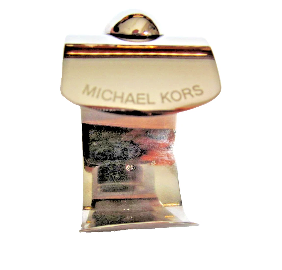 Pulsera MICHAEL KORS Vintage Brazalete Plata Beige Cuerno Grabado Nombre de Diseñador Foto 3 de 3