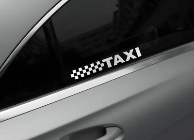2x TAXI KARIERTE FLAGGE Rennwagen, Van, Stoßstange, Fenster Vinyl Aufkleber Sticker JDM 