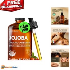 Natural Jojoba Oil 3.4 Fl Oz - Lightweight Skin Hair Moisturizer for All Types