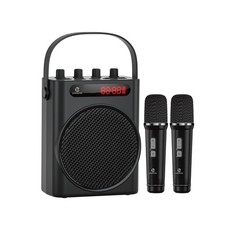 60W Voice Amplifier with 2 Wireless Microphones,Portable Wireless Speaker wit...