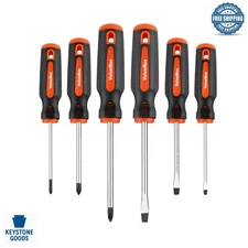 6-Piece Magnetic Screwdriver Set - Phillips & Flat Tips, Non-slip Handles, Pr...