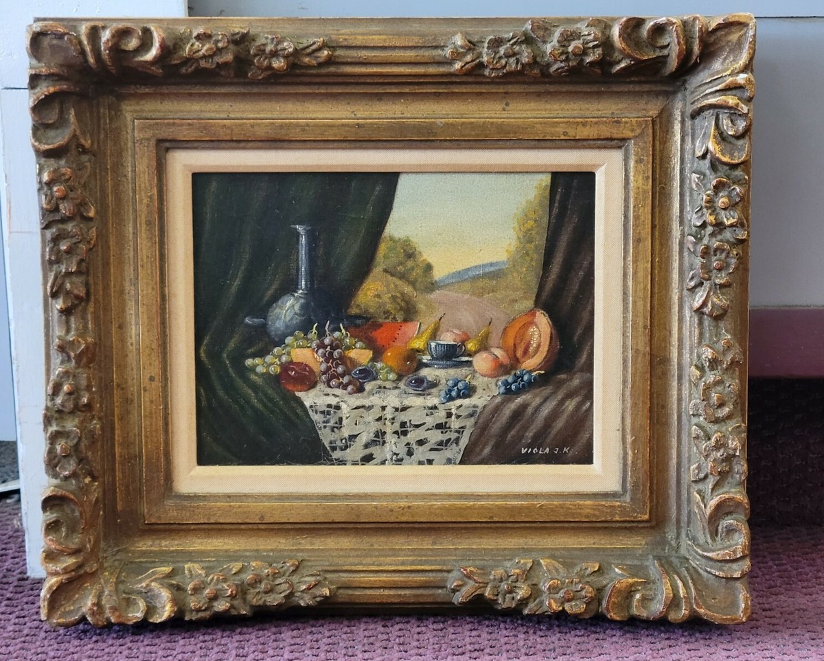 Original Still Life Oil On Canvas By Hungarian Artist Viola J.K.